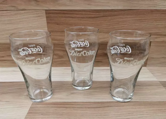 3 x Coca Cola Diet Coke Large Glasses