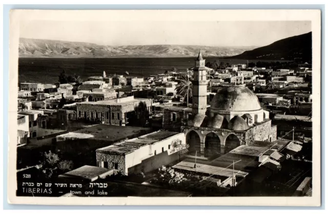 c1940's General View of Town Lake Tiberias Israel Vintage RPPC Photo Postcard