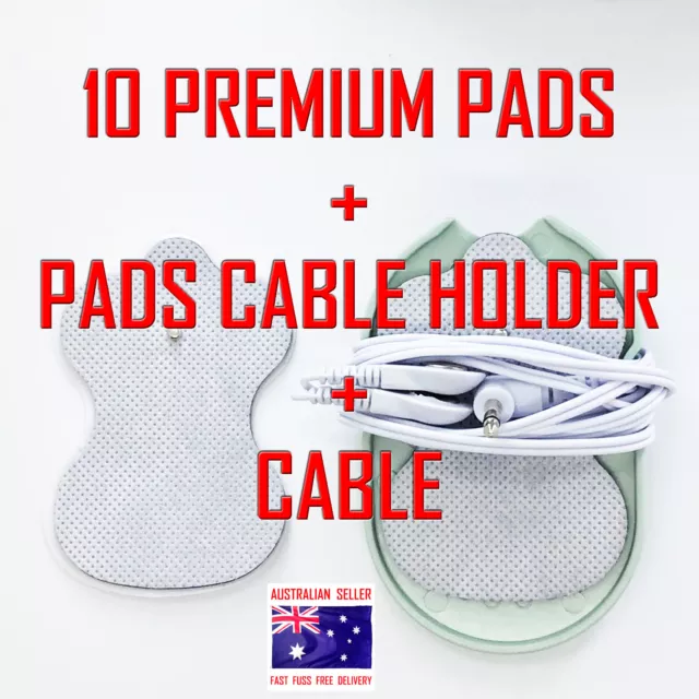 HiDow TENS compatible 10 ELECTRODE PADS + CABLE + PADS/CABLE HOLDER - 200 + SOLD
