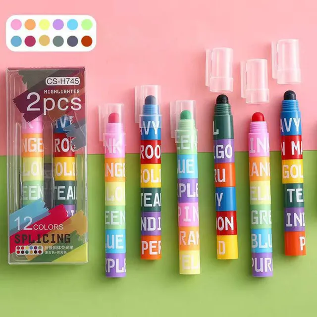Creative Stitching Solid Highlighter 12-Color Bullet Retro Color Key Line Mar-DB