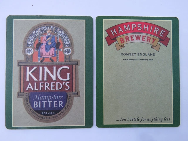 Beer Coaster Bar Mat HAMPSHIRE Brewery King Alfred's Bitter ~ Romsey, ENGLAND