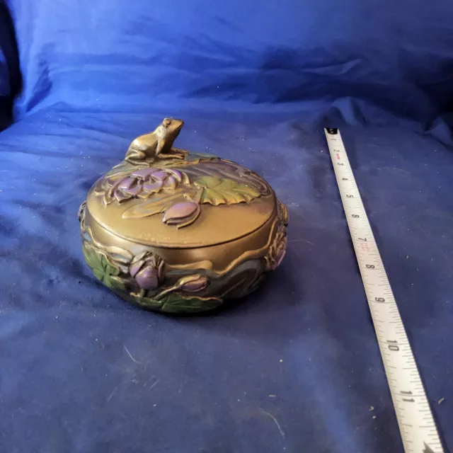 Summit Collection Frog Sitting On Lily | Brass Trinket Box