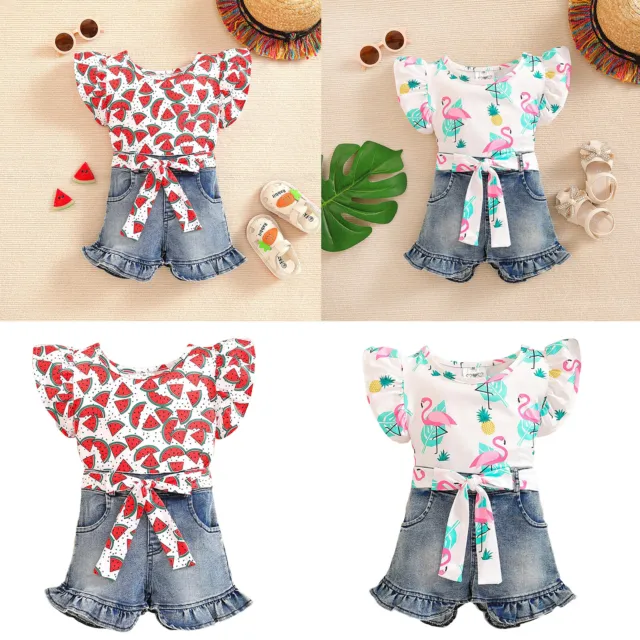 Baby Girls Outfit Fruits Print Summer Clothes T-shirt With Shorts Fancy Shirt