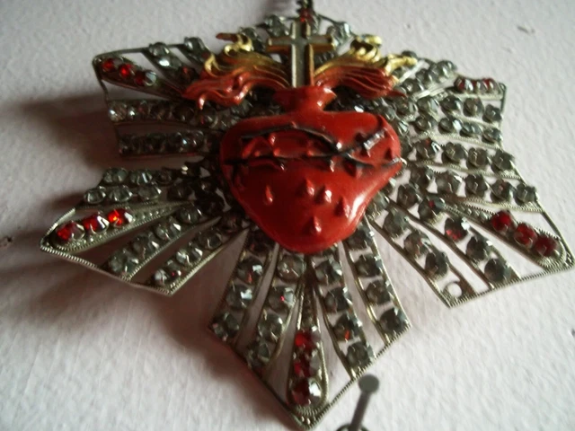 large brooch chest piece for sacred heart antique statue church santo art supply