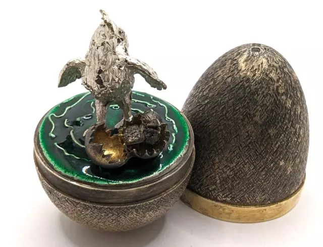 Stuart Devlin 'Chicken Egg' Surprise egg in presentation box Silver Gilt