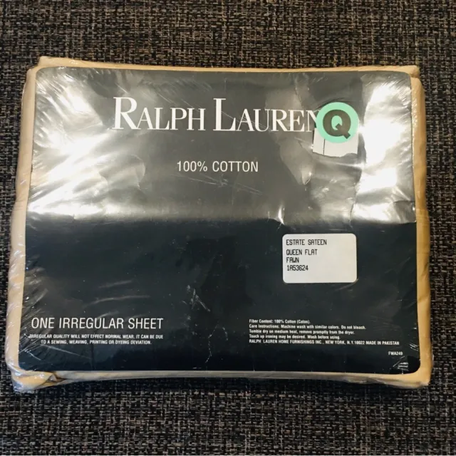 RALPH  LAUREN Vintage Fawn Estate Sateen Queen Flat Sheet NIP -2