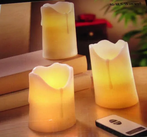 LED Echtwachskerzen ~ 3er-Set ~ mit Fernbedienung ~ Echtwachs Kerzen ~ NEU