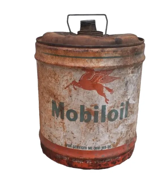 Vintage Mobiloil Socony Motor Oil Metal 5 Gallon Can Pegasus