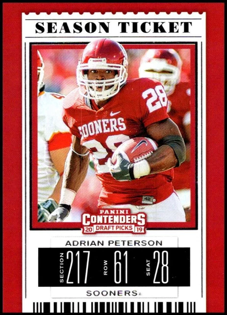 2019 Panini Contenders Draft Tickets Season Ticket #4 Adrian Peterson NM- ID:278