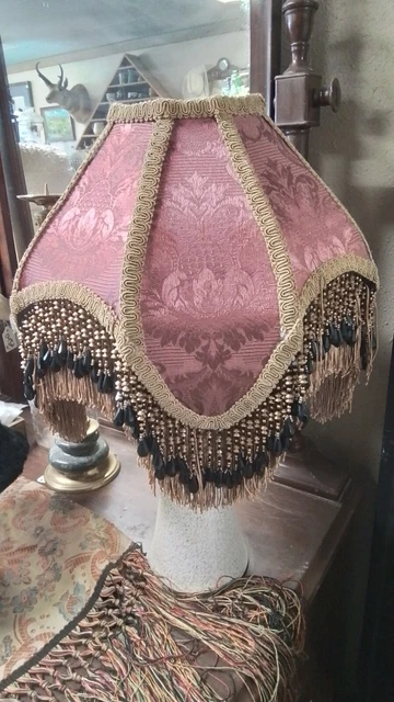 VINTAGE VICTORIAN STYLE Pink Beaded Fringe Table Lamp shade 2 available ...