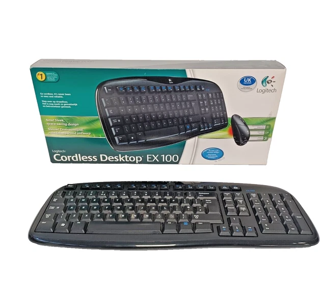 LOGITECH CORDLESS DESKTOP Keyboard EX100 - In Original Box Untested B67 ...