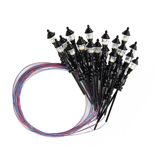 Lot De 5 Lampes LED Pour Mât De Chemin De Fer HO (13,8 Cm) - 3V - Pour Modélisme Ferroviaire