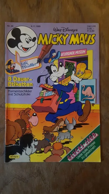 Micky Maus Comic Heft Nr.  46 1989 mit Beilage 8 Dauer-Etiketten