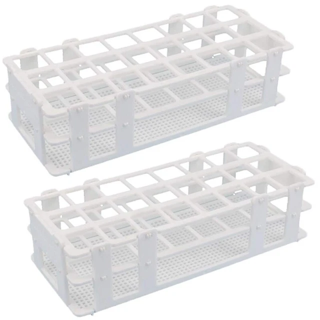 2Pcs Plastic Test Tube Rack 24 Holes Lab Test Tube Rack Holder for 25mm Tesii