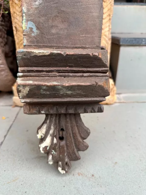 Old  Indian Handcrafted Wooden Flower Design Wall Hanging Antique Hanger Hook 3