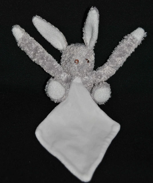 Peluche Doudou Lapin Gris Mouchoir Blanc RIVADOUCE RIVADIS Long Bras Carre  TTBE