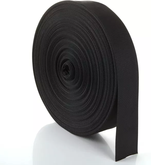 2 Inch Heavy Duty Nylon Webbing 50 Yards Black Strapping Webbing, Flat Webbing S