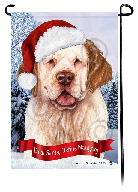 Dear Santa, Define Naughty Garden Flag - Orange and White Clumber Spaniel 042A