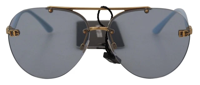 Dolce & Gabbana Men's Blue Lens Pilot Gold Metal Frame Sunglasses, MSRP $469