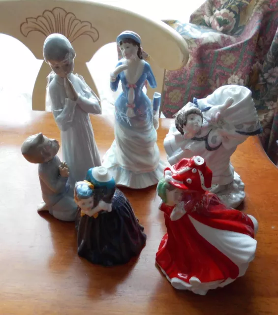 5 X Damaged Figurines - Restoration Project Re: Lladro, Royal Doulton & Coalport
