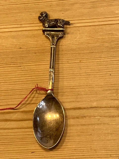 Rare Antique Large Solid Silver Dandie Dinmont Terrier Dog Spoon 1935