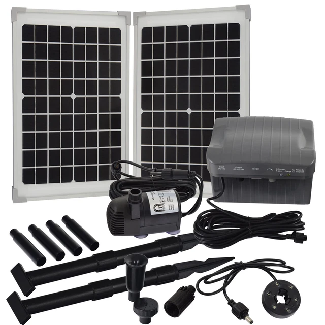 AGORATEC® 20 WATT Solar Springbrunnen Garten Teich Pumpe Set mit AKKU