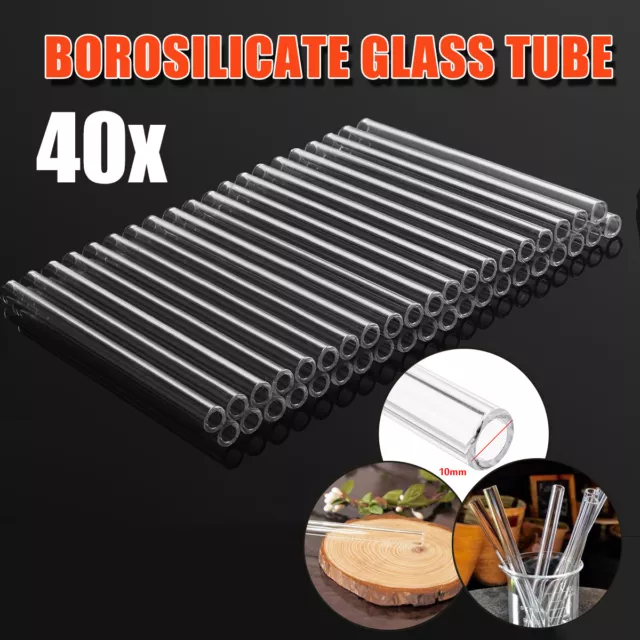 40Pcs Glass Blowing Tube 250mm OD 10mm 2.2mm Thick Wall Borosilicate Lab Blow