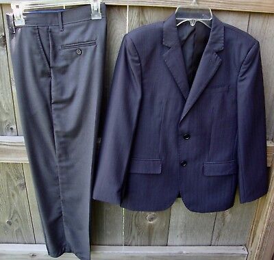 Boys 2 piece navy suit jacket and gray pants/Sizes 12 and 14