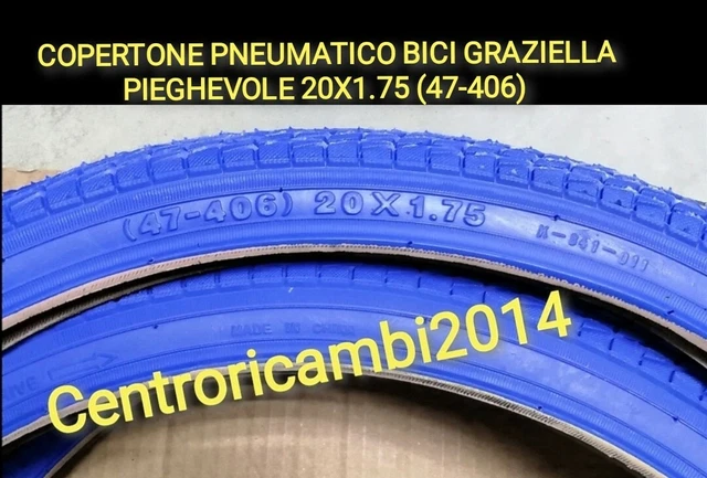 2 COPERTONI 20 X 1.75 (47-406) PNEUMATICI IN GOMMA NERI PER - Foto 9