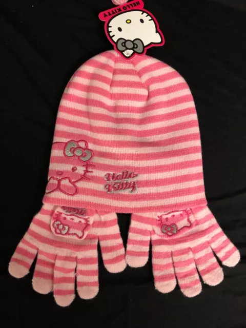 Disney Winter Mütze Handschuhe Winterset 2-tlg. Hello Kitty Rosa Gr. 53