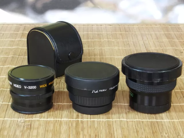 Lot Of Japanese Photography Lenses. Iq 2.0X , Kenlock Eye-Fish, Ambico V-3200 .