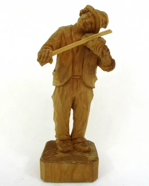 alte Holzfigur Musikant mit Geige Musiker Straßenmusikant 17,5 cm handgeschnitzt