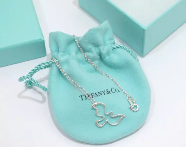Tiffany & Co. Silver Paloma Picasso Dove Bird Pendant Necklace 16"
