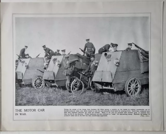 1915 Ww1 Print & Text The Motor Car In War