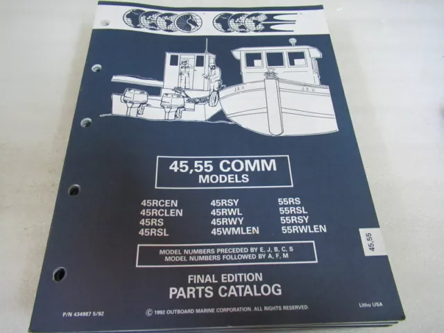 PM18 OMC 45 55 Comm Models Final Edition Service Parts Catalog Manual P/N 434987