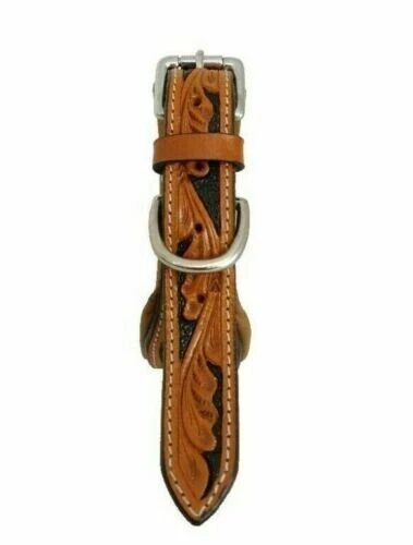 STG Collar de perro de cuero genuino con herramientas florales genuinas...
