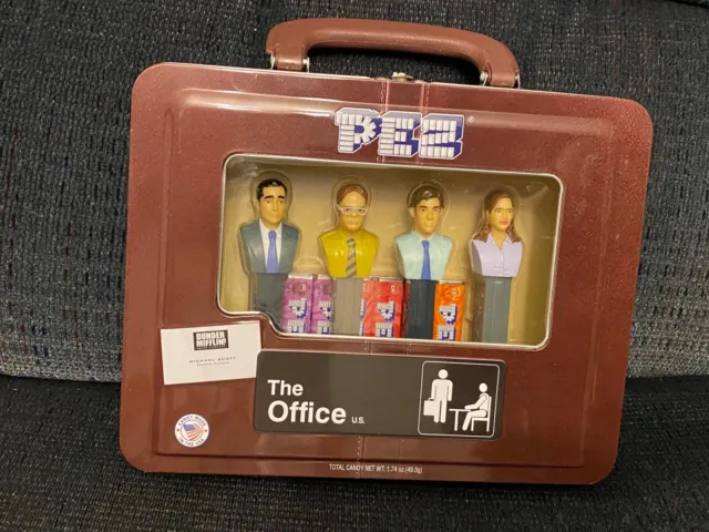 NEW The Office PEZ Gift Set Michael Scott Dwight Jim Pam In Metal/Tin Brief  Case