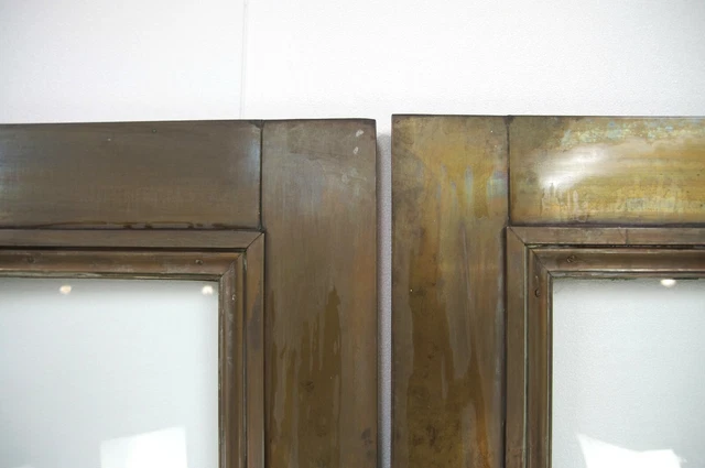 Antique 1 Lite Brass Commercial Double Doors 83 x 62.5 2