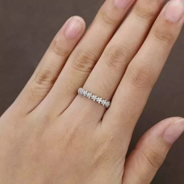2Ct Round Cut lab-Created Diamond  Eternity Wedding Ring 14K White Gold Plated