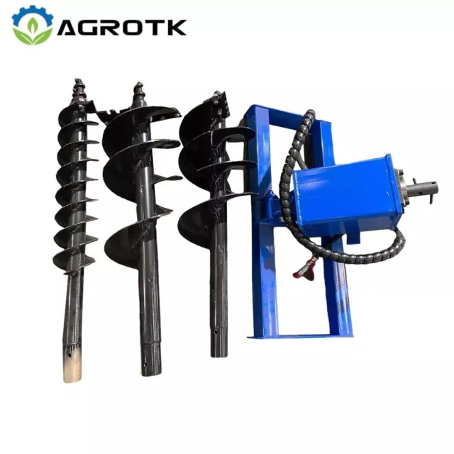 Skid Steer Attachment Hydraulic Auger Frame Post Hole Diggers 6" 12" 14"  3 bits