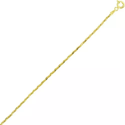 Collana Bracciale Catena Corda Fine 1mm Argento 925 Placcata Oro 18kt Italiano