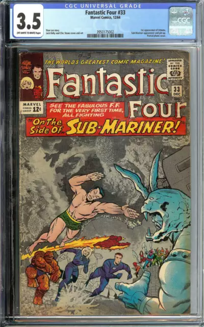 Fantastic Four #33 Cgc 3.5 Ow/Wh Pages // 1St Appearance Attuma 1964