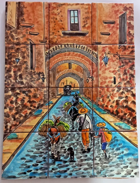 17" CERAMIC TILE MURAL mexican talavera mosaic hand painted backsplash