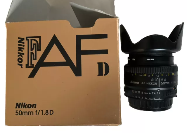 Nikon 50mm f1.8D Lens AF Nikkor Sharp Portrait Fixed Prime Good Condition