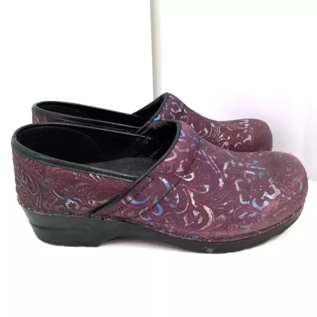 Sanita Clogs Size 11 Purple Floral Slip On Loafer Comfort