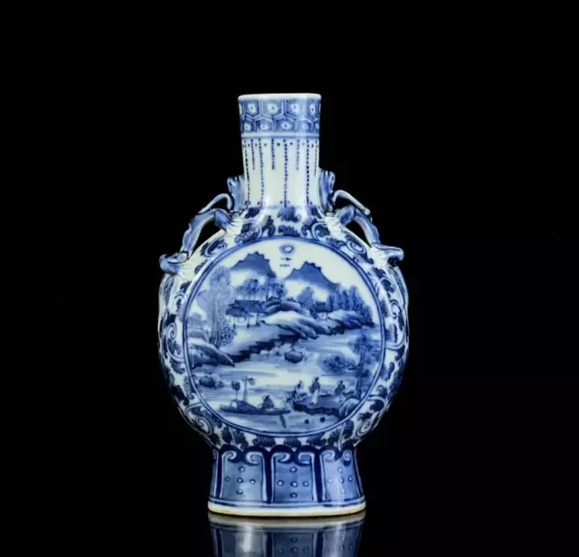 Old Chinese Blue And White Porcelain Vase With Kangxi Marked (Wx368)