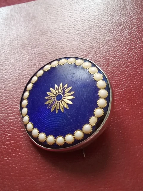 Broche ancienne XIXème argent et émaux