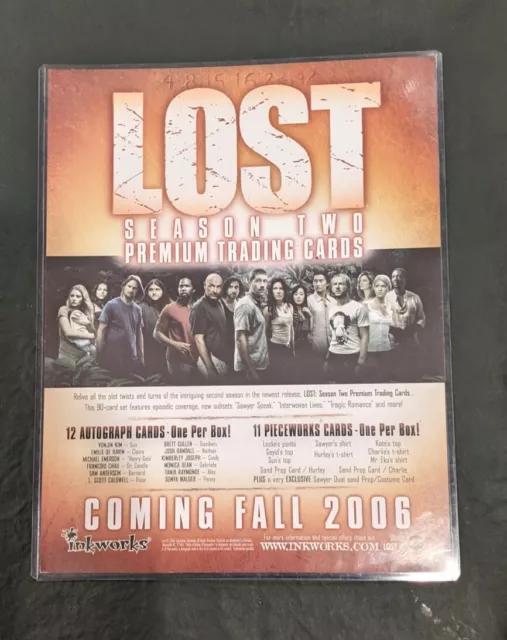 Promo- Lost Season 2 Premier Trading Cards Sell Sheet 8x10 + top loader