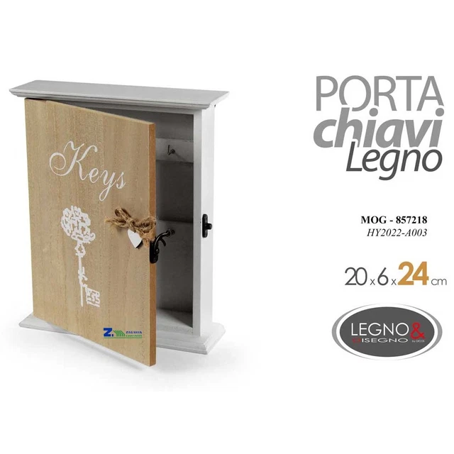 Portachiavi Da Parete In Legno Moderno - 20.3x5x25.5cm Blu Con Gancio Per Chiavi - Foto 11