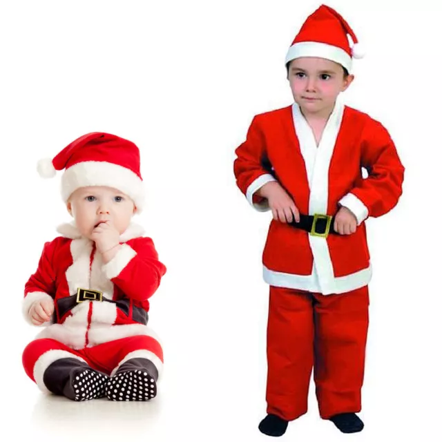 Costume Bimbo Vestito Babbo Natale Varie Taglie Vestito Con Cappello Santa Claus